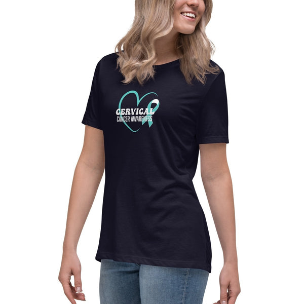 Cervical Cancer Women's Heart Tee - JohnVsGBMNavyS