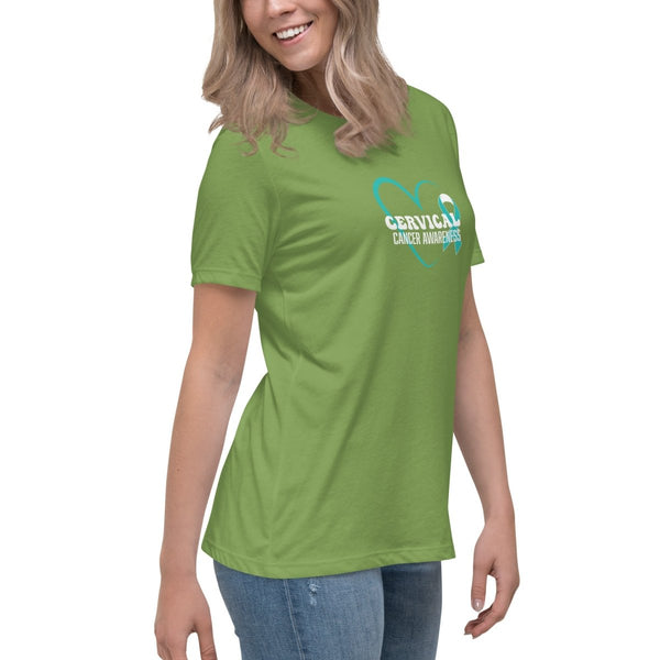 Cervical Cancer Women's Heart Tee - JohnVsGBMLeafS