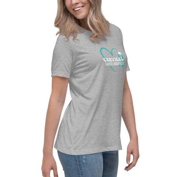 Cervical Cancer Women's Heart Tee - JohnVsGBMAthletic HeatherS