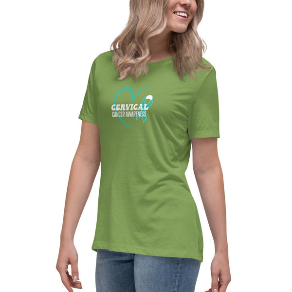 Cervical Cancer Women's Heart Tee - JohnVsGBMLeafS