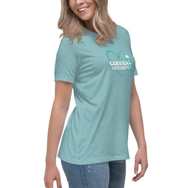 Cervical Cancer Women's Heart Tee - JohnVsGBMHeather Blue LagoonS