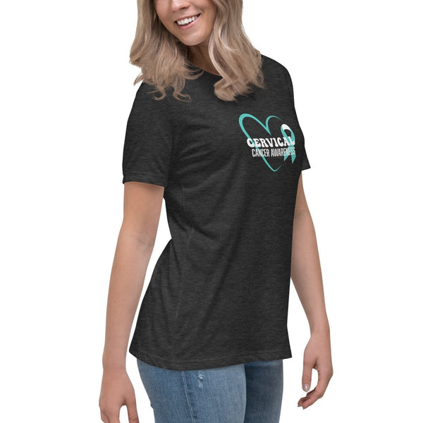 Cervical Cancer Women's Heart Tee - JohnVsGBMDark Grey HeatherS