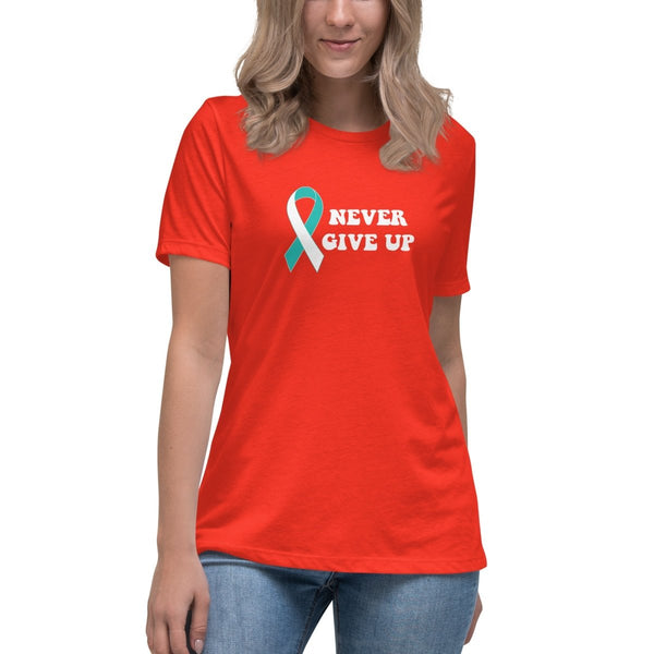 Cervical Cancer Women's Never Give Up Tee - JohnVsGBMPoppyS