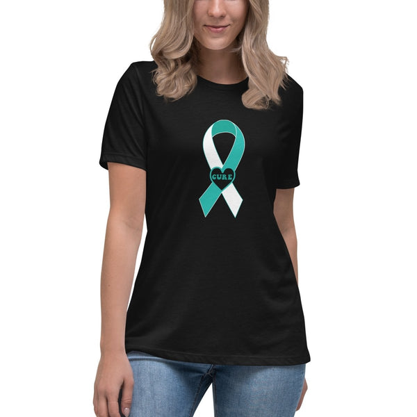 Cervical Cancer Women's Ribbon Heart Tee - JohnVsGBMBlackS
