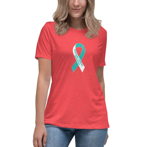 Cervical Cancer Women's Ribbon Tee - JohnVsGBMHeather RedS
