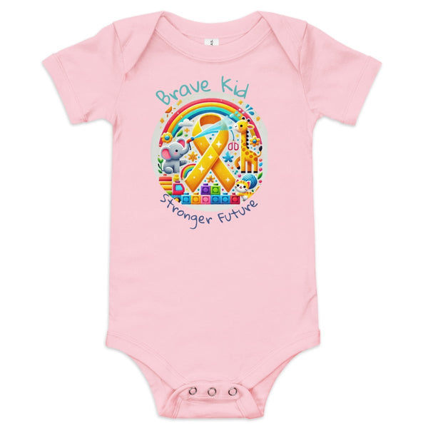 Childhood Cancer Brave Onesie - JohnVsGBMPink3 - 6m