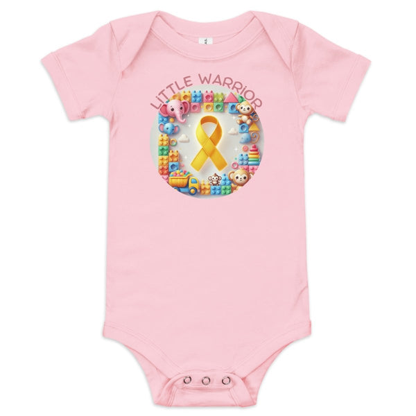 Childhood Cancer Brick Onesie - JohnVsGBMPink3 - 6m