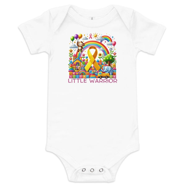 Childhood Cancer Rainbow Monkey Onesie - JohnVsGBMWhite3 - 6m