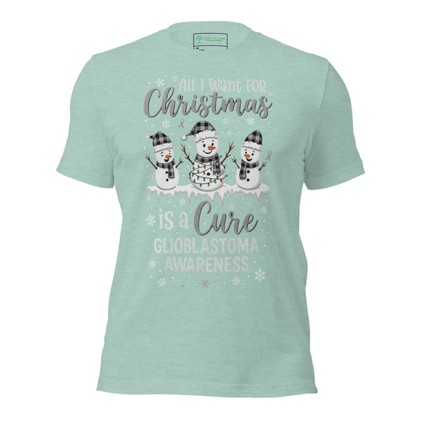 Christmas Glioblastoma Wish Tee - JohnVsGBMHeather Prism Dusty BlueXS
