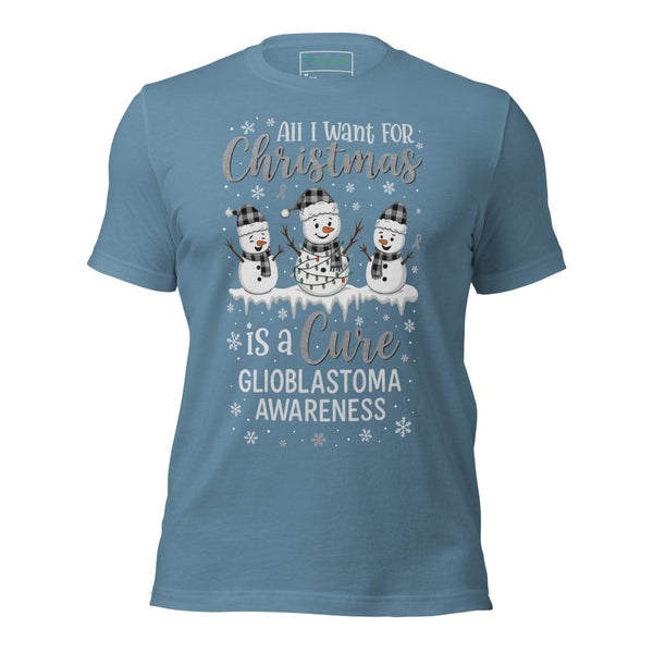 Christmas Glioblastoma Wish Tee - JohnVsGBMSteel BlueXS