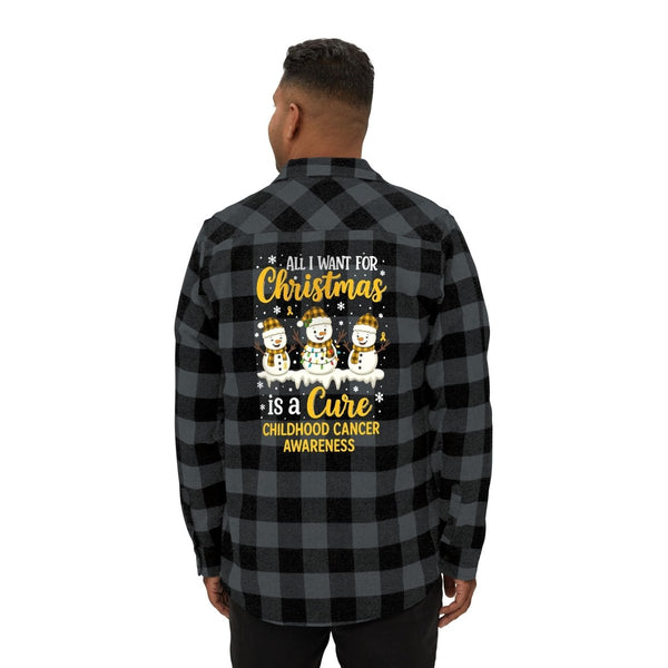 Christmas Lung Cancer Flannel - JohnVsGBMCharcoal Heather/ BlackXS