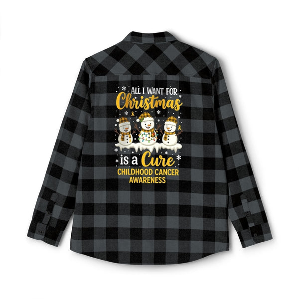Christmas Lung Cancer Flannel - JohnVsGBMGrey Heather/ BlackXS