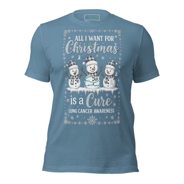 Christmas Lung Cancer WIsh Tee - JohnVsGBMSteel BlueXS