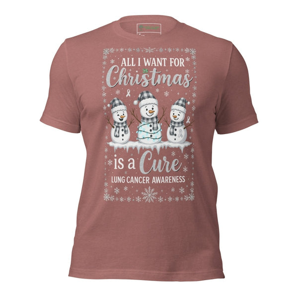 Christmas Lung Cancer WIsh Tee - JohnVsGBMHeather MauveXS