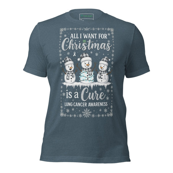 Christmas Lung Cancer WIsh Tee - JohnVsGBMHeather SlateXS