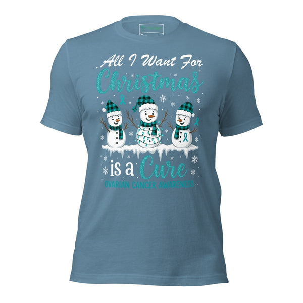 Christmas Ovarian WIsh Tee - JohnVsGBMSteel BlueXS