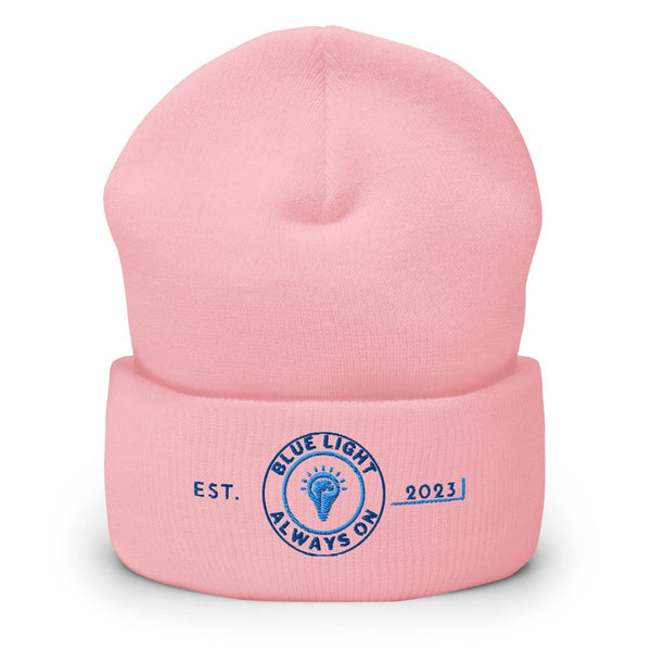 Cuffed Embroidered Optune Beanie - JohnVsGBMBaby Pink