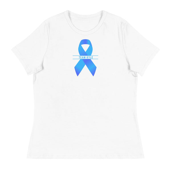 Customizable Cancer Ribbon Blue Womens Tee - JohnVsGBMWhiteS
