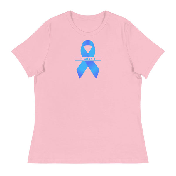 Customizable Cancer Ribbon Blue Womens Tee - JohnVsGBMPinkS