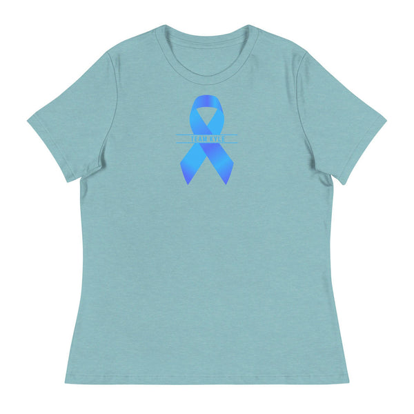 Customizable Cancer Ribbon Blue Womens Tee - JohnVsGBMHeather Blue LagoonS