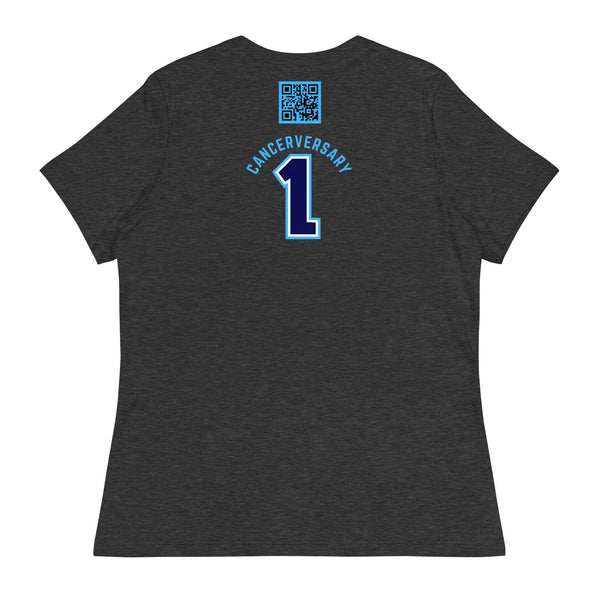 Customizable Cancer Ribbon Blue Womens Tee - JohnVsGBMDark Grey HeatherS