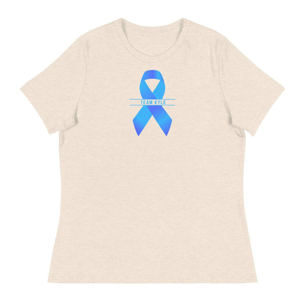 Customizable Cancer Ribbon Blue Womens Tee - JohnVsGBMHeather Prism NaturalS
