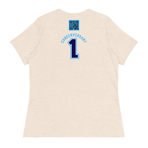 Customizable Cancer Ribbon Blue Womens Tee - JohnVsGBMHeather Prism NaturalS