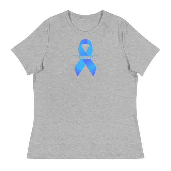 Customizable Cancer Ribbon Blue Womens Tee - JohnVsGBMAthletic HeatherS
