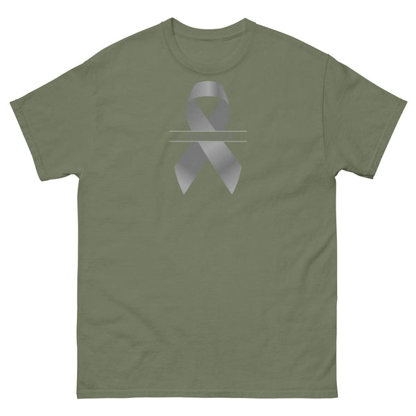 Customizable Cancer Ribbon Gray Tee - JohnVsGBMMilitary GreenS