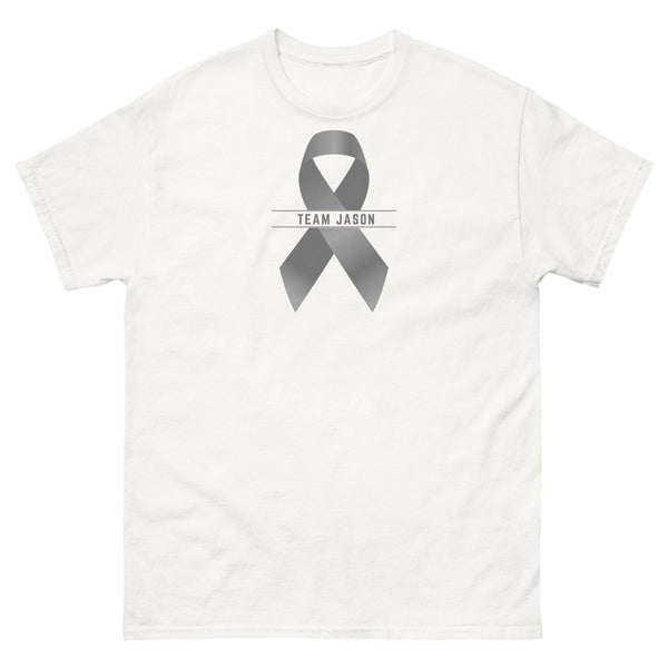 Customizable Cancer Ribbon Gray Tee - JohnVsGBMWhiteS
