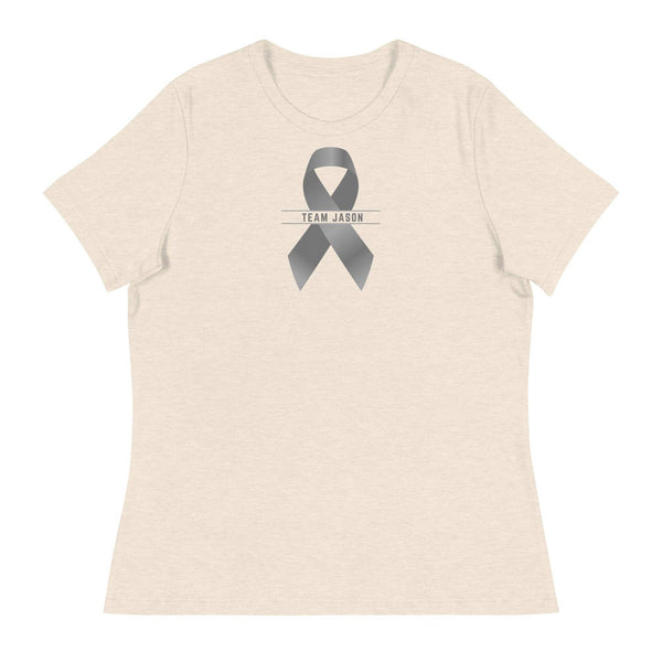 Customizable Cancer Ribbon Gray Womens Tee - JohnVsGBMHeather Prism NaturalS