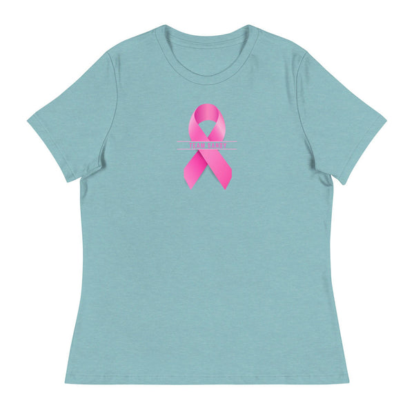 Customizable Cancer Ribbon Pink Womens Tee - JohnVsGBMHeather Blue LagoonS