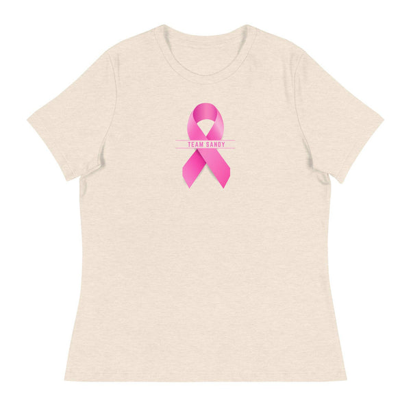 Customizable Cancer Ribbon Pink Womens Tee - JohnVsGBMHeather Prism NaturalS