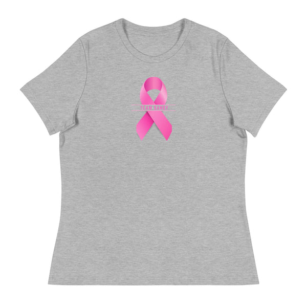 Customizable Cancer Ribbon Pink Womens Tee - JohnVsGBMAthletic HeatherS