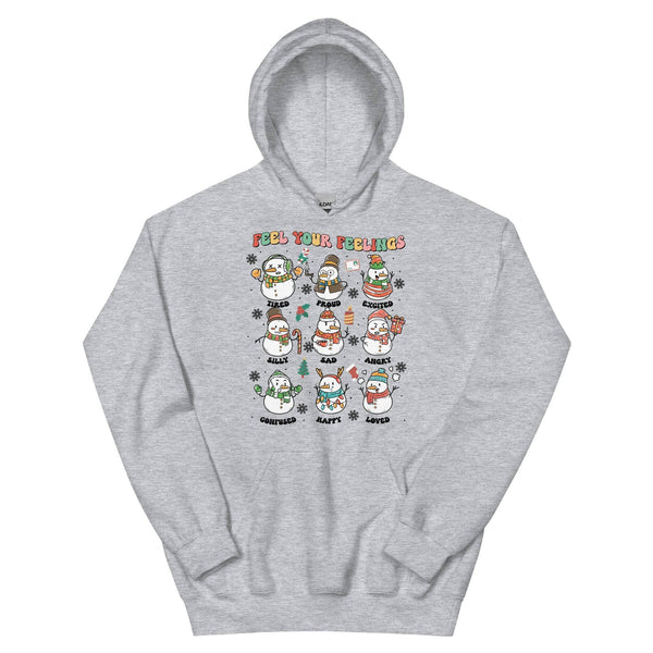 Feel Your Feelings Snowman Hoodie - JohnVsGBMSport GreyS