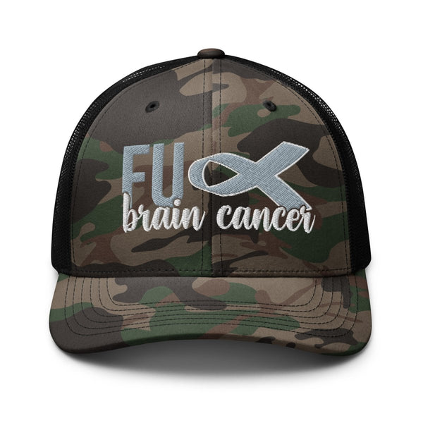 FU Cancer Embroidered Camouflage Trucker Hat - JohnVsGBMCamo/Black