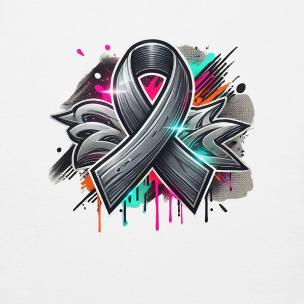 Grey Tones Ribbon Graffiti Hoodie - JohnVsGBMWhiteS