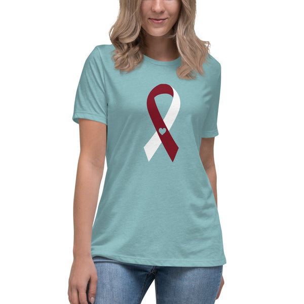 Head and Neck Women's Ribbon Heart Tee - JohnVsGBMHeather Blue LagoonS