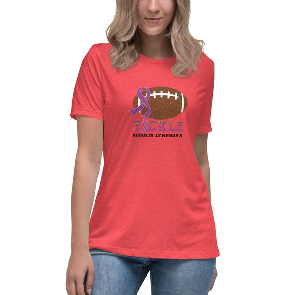 Hodgkin's Lymphoma Women's Brn Tackle Tee - JohnVsGBMHeather RedS
