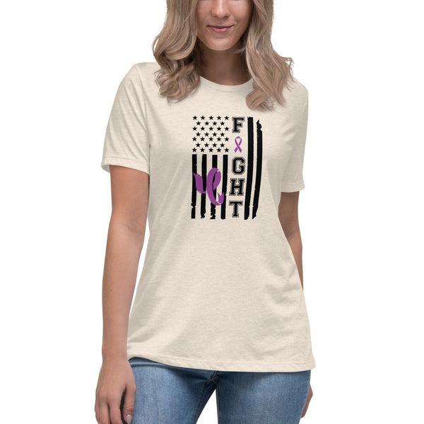 Hodgkin's Lymphoma Women's Ribbon Flag Tee - JohnVsGBMHeather Prism NaturalS