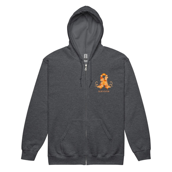 Leukemia Zip Up Survivor Hoodie - JohnVsGBMDark HeatherS