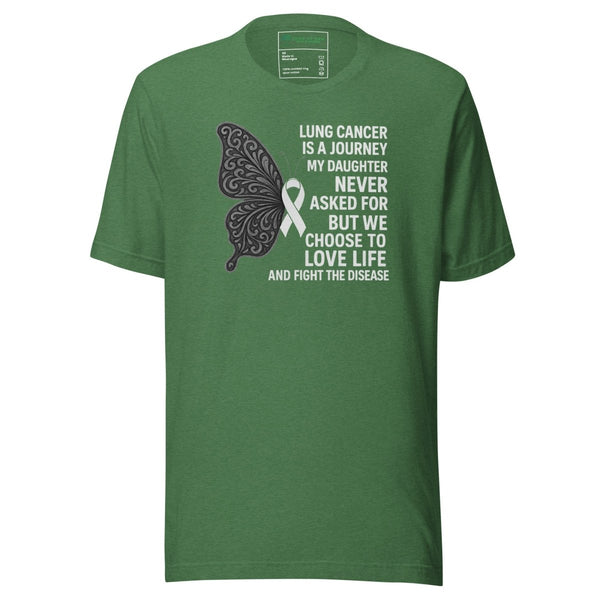 Lung Cancer Butterfly Daughter Tee - JohnVsGBMHeather Grass GreenXS