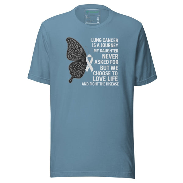 Lung Cancer Butterfly Daughter Tee - JohnVsGBMSteel BlueXS