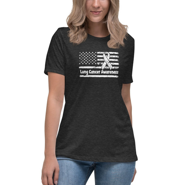 Lung Cancer Women's Flag Tee - JohnVsGBMDark Grey HeatherS