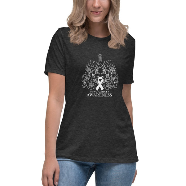 Lung Cancer Women's Flower Lungs Tee - JohnVsGBMDark Grey HeatherS