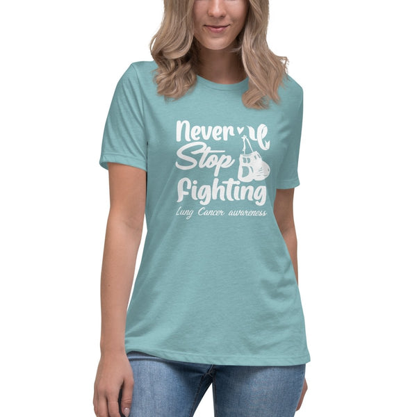 Lung Cancer Women's Never Stop Tee - JohnVsGBMHeather Blue LagoonS