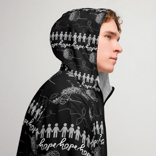 Men’s Brain Cancer Solid Black Windbreaker - JohnVsGBMBlackXS