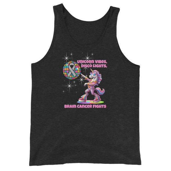 Men's Brain Cancer Unicorn Vibes Tank Top - JohnVsGBMCharcoal - Black TriblendXS