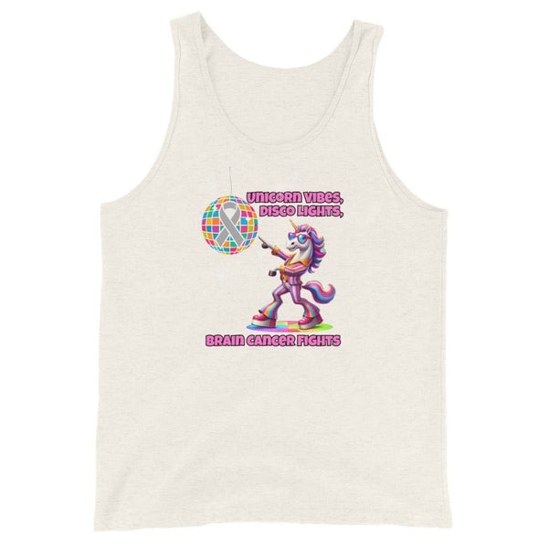 Men's Brain Cancer Unicorn Vibes Tank Top - JohnVsGBMOatmeal TriblendXS