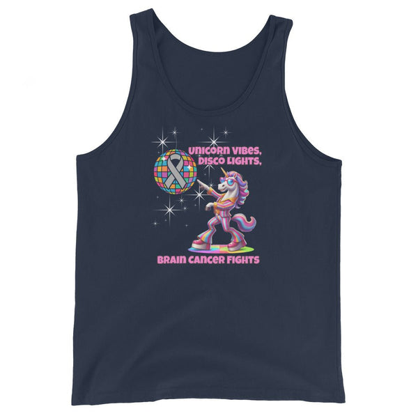 Men's Brain Cancer Unicorn Vibes Tank Top - JohnVsGBMNavyXS